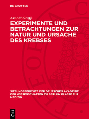 cover image of Experimente und Betrachtungen zur Natur und Ursache des Krebses